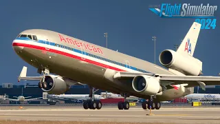 Flight Simulator American MD-11 New York - San Francisco MSFS 2024 Full Flight