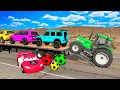 Flatbed Truck Mcqueen | Transportation with Truck - Pothole vs Car #17 - BeamNG.Drive