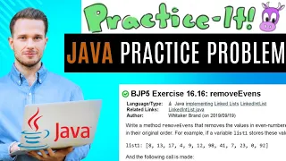 Java Practice It Exercise 16 16 removeEvens LinkedList instance methods