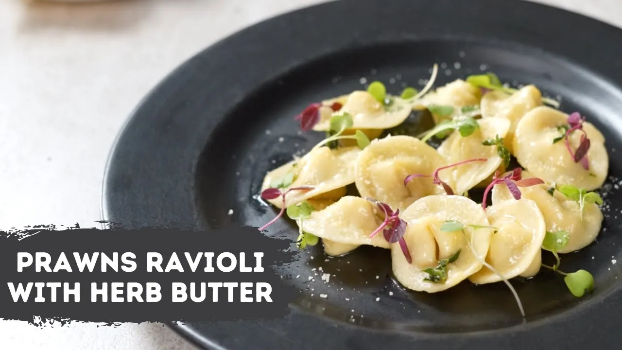 Prawns Ravioli with Herb Butter          Sanjeev Kapoor Khazana