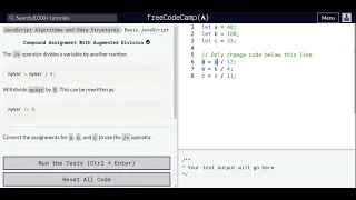 Lesson 24 Basic JavaScript Compound Assignment With Augmented Division