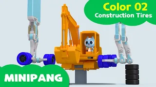MiniPang Color Play | Learn Colors |Construction Vehicle & Zigzag Domino Slide! | MINIPANG 3D Play