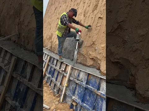 Vibrate Fresh Concrete With Special Spade To Remove Air Bubbles
