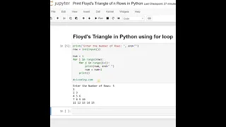 Day 66 Floyd s Triangle in Python using for loop