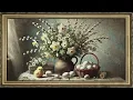 FRAMED SPRING TV ART VINTAGE EASTER EGGS SCREENSAVER BACKGROUND PAINTING NO MUSIC WALLPAPER 4K