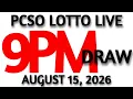 Lotto Result Today 9pm Draw August 15 2026 Swertres Ez2 PCSO LIVE