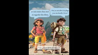 محادثة باللغة الفرنسية بين ولد و بنت حول نهاية الدراسة و بداية العطلة الصيفية مترجمة باللغة العربية 