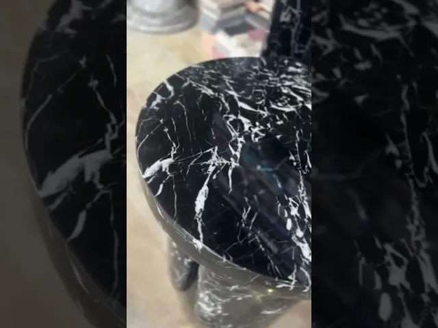 Marble Bedside Table Thick Rounded Twin Stand