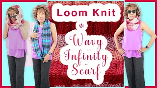 How To Loom Knit A Wavy Infinity Scarf - Easy