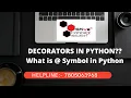 Decorators in Python What is Decorator How to define decorator