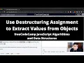 Use Destructuring Assignment to Extract Values from Objects ES6 freeCodeCamp tutorial