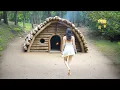 Download Lagu Primitive Hobbit Refuge: Build Sturdy Awning, Wooden Door \u0026 Cozy Bed – Part 1