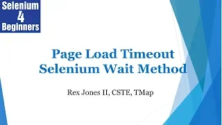 What Is pageLoadTimeout A Wait Method 20