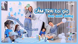 Kế hoạch cắm trại đổ bể vì mưa bão?! ⛈️ | "CẮM TRẠI TẠI GIA" tone XANH DƯƠNG 💙🏕 | Fansie Family Vlog