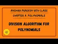 Chapter3-Polynomials Division Algorithm in Polynomials AP 10th Class Mathematics