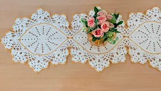 Vídeo Aula Trilho de Mesa em Crochê Triunfo D’luxo caminho de mesa em crochê Aula parte 1/2.💙💙💙