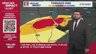 WTOL 11 Forecast Weather Impact Alert Day Tuesday night through Wednesday - Noon update