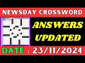 Newsday Crossword Clue Answers for Nov 23 2024 Solved