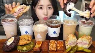 잠봉뵈르에 게이샤 커피☕ 르뱅쿠키 & 글레이즈드 라떼까지🥐 카페 먹방 ASMR MUKBANG