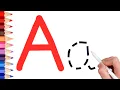 ABC Writing Drawing by Dotted Lines for kids coloring page How to read the alphabet - simple color