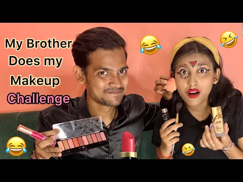 Download MP3 My Brother Does My Makeup Challenge | funny reaction