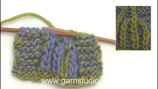 How to decrease 4 stitches in English rib with 2 colours