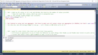 SQL Aggregates AVG Average function
