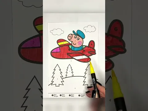 Flying airplane coloring peppa pig and george. Kids video #kidsvideo #drawing