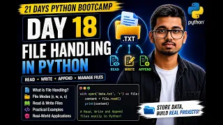 Python Tutorial for Beginners Day 18 File Handling in Python Read Write Append Harsh Codes
