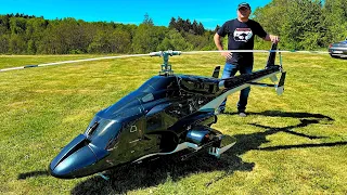 world s largest rc airwolf black bell 222 electric scale 1 3 5 model helicopter flight demonstration