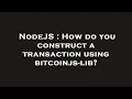 NodeJS How do you construct a transaction using bitcoinjs-lib