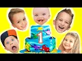 Download Lagu Happy Birthday Christian! First Birthday kids party with Vlad \u0026 Niki, Diana and Roma