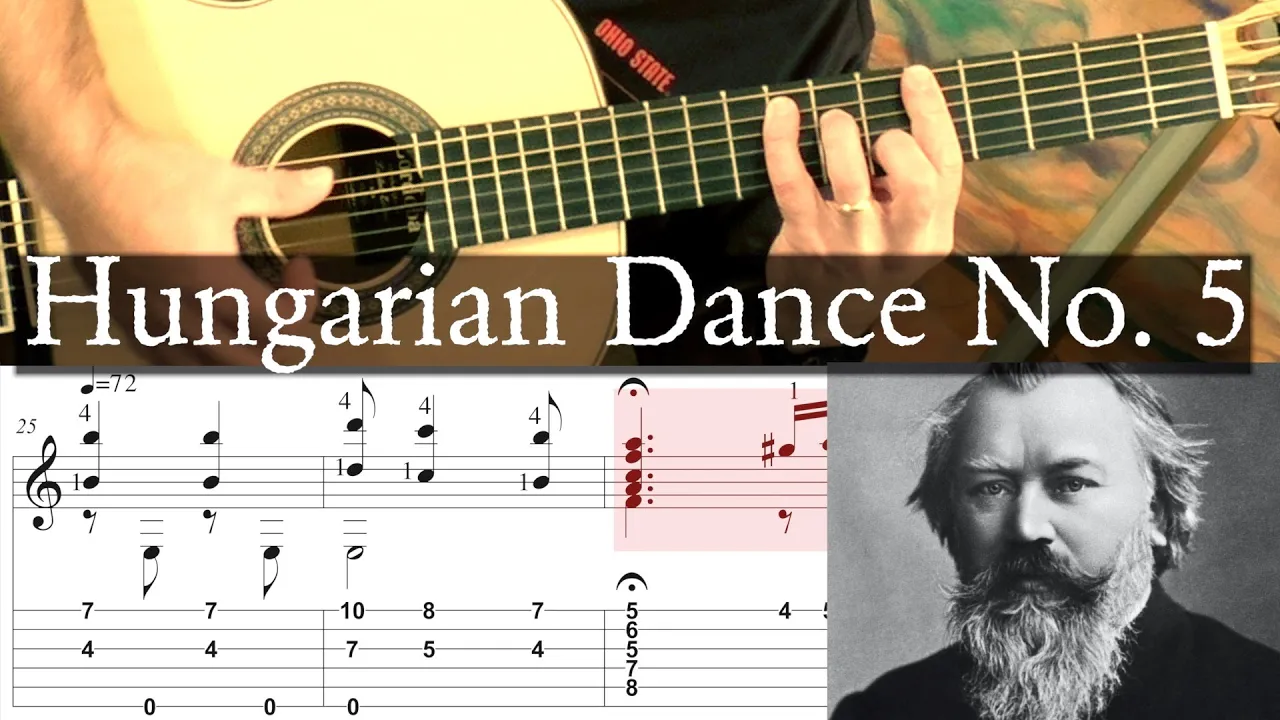 HUNGARIAN DANCE NO. 5 - Brahms - Full Tutorial with TAB - Fingerstyle Guitar