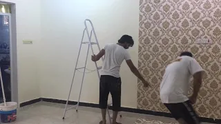كيفيه عمل ورق جدران على الحائط 