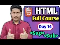 Sub subscript tag Sup Superscript tag In HTML 5 Tutorial In Hindi sup and sub tag in html