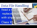 Data File Handling Read file replace multiple spaces with single space write in other file