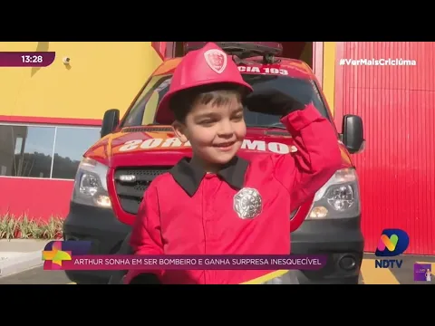 Pequeno Arthur sonha em ser bombeiro e ganha surpresa inesquecível