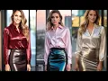 Lagu Elegance and Allure: Stunning Women in Satin Blouses and Latex Skirts| Outfit Ideas 💡| Tips