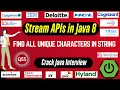 Java 8 Stream API Interview Questions Find All Unique Characters in String using Java 8 Streams API