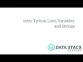 Python Basics Lesson 1 Lists Strings and Variables