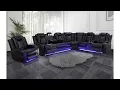 Power Recliner Sofa Sectional Couches with LED Light for Living Room Leather Reclining Corner