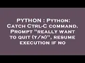 PYTHON Python Catch Ctrl-C command Prompt really want to quit resume execution if no