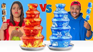 تحدي الأكل البارد ضد الساخن لـمدة 24 ساعة Hot Vs Cold Food Challenge 