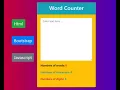 Word Counter using Javascript and Bootstrap Framework of CSS