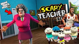 franklin and shinchan and his friends fight with scary teacher 3d for save avengers in gta v