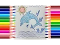 How to coloring pictures for kids Dolphin painting and drawing pages