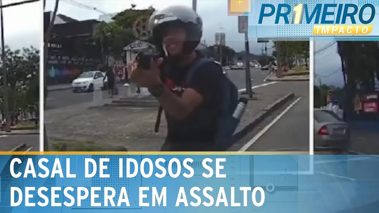 RJ: Casal de idosos fica desesperado durante assalto em semáforo | Primeiro Impacto (28/11/23)