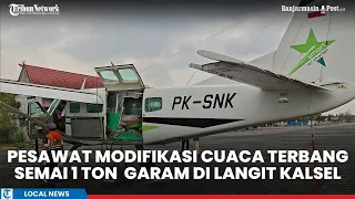 Pesawat Operasi Modifikasi Cuaca Terbang Lagi dari Lanud Syamsudin Noor Semai Garam di Langit Kalsel