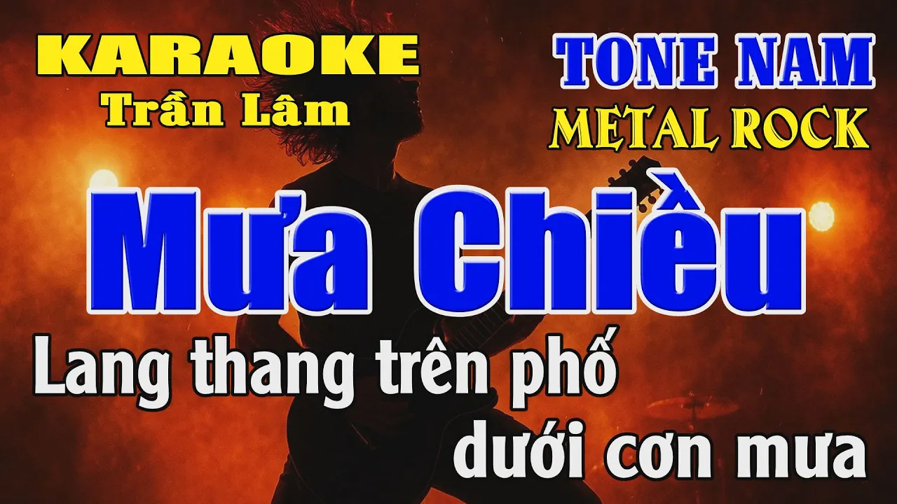 Mưa Chiều Tone Nam ( Rê thứ ) | Metal Rock | Karaoke Trần Lâm