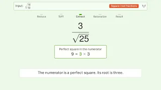 Simplify sqrt - Square Root of a Fraction Tiger Algebra Solver